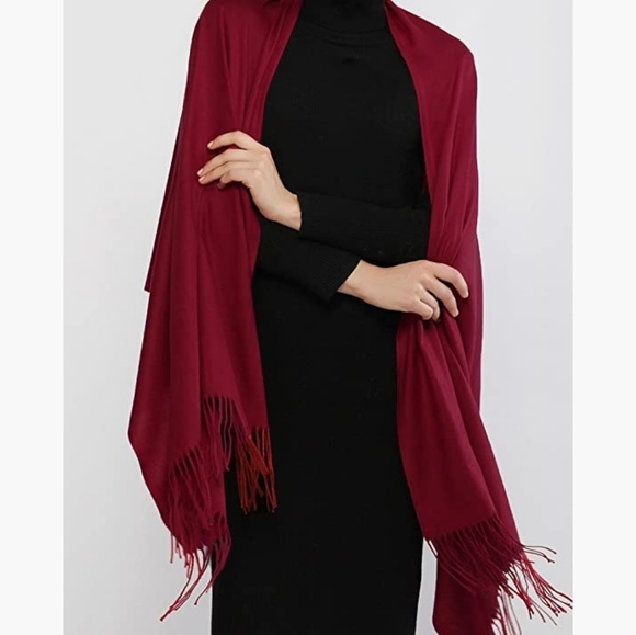 Burgendy Wine Red Pashmina Shawl Scarf Wrap *Nwt* - Picture 2 of 9